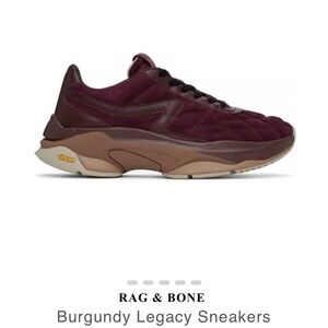 RAG AND BONE Legacy Sneakers Burgundy Leather Low Top Shoes Mens 12 EU 45
